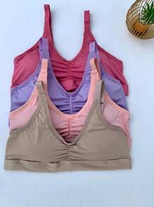 Kit With 2 Bras With Removable Padded Cups, Reinforced, Wide Straps, Top Style, Comfortable, Wireless, Women's T-Shirt Bra, Cropped Bra, Support, Everyday Comfort - 彩色 - 查看 5