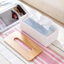 Customized Name Durable Tissue Box Holder With Wooden Lid Modern Design Napkin Storage Case Wide Opening Decorative Tissue Dispenser Cover Easy To Use For Living Room Bedroom Office Minimalist Style Home Decor