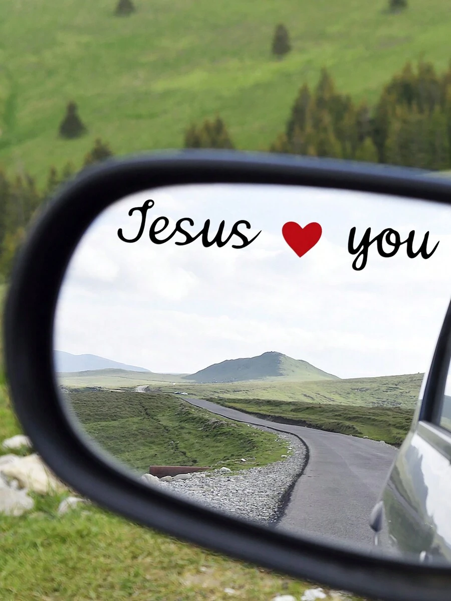 RandySticker 2 miếng dán trang trí gương chiếu hậu ô tô hình Chúa Jesus yêu bạn, gương trang điểm, miếng dán tường, miếng dán trang trí phòng, miếng dán tường, miếng dán vinyl để trang trí nhà cửa, vật dụng trang trí mùa xuân, làm mới ngôi nhà của bạn, miếng dán trang trí lễ hội, quà tặng sinh nhật, tốt nghiệp