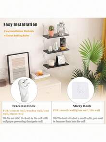 1 kệ lưu trữ tường, kệ nổi không cần khoan, giá treo đồ trang trí tường phòng, kệ sách bằng gỗ phòng ngủ - Nhiều màu - Xem 8