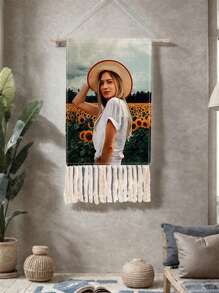 1pc Customized Tassel Wall Hanging Tapestry, Wall Decor Tapestry, Gift For Valentine's Day, Father's Day, Mother's Day, Wedding Anniversary, Home Decoration, Custom Tapestry, Custom Flags, Room Decor, Tapestry