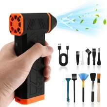 Compressed Air Duster PC Cleaner, 130000RPM Air Blower For PC Cleaning, Electric Air Dusters, 3-Speed Cordless Rechargeable Reusable Compressed Air Blaster For Laptop Computers Keyboard - Black - View 2