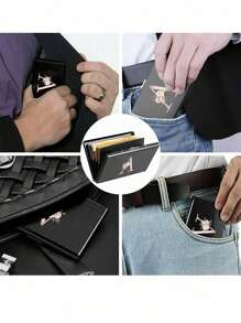 6 个卡槽卡套男士 S 射频识别模块铝合金超薄钱包钱包金粉印花钱包带粉色花卉字母 A-Y 满足日常收纳需求携带方便适合工作购物派对赠送给家人朋友情侣生日礼物纪念品卡夹钱包名片夹信用卡夹