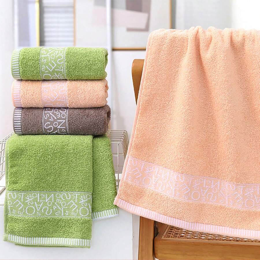 1 件装家庭浴室字母提花柔软吸水面部/手巾，速干高吸水性毛巾 - 彩色 - 查看 1