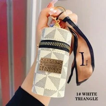 1pc Portable Coin Pouch & Car Keychain, Mini Fashionable Key Ring Casual Car Accessories Bag Charm School Letter