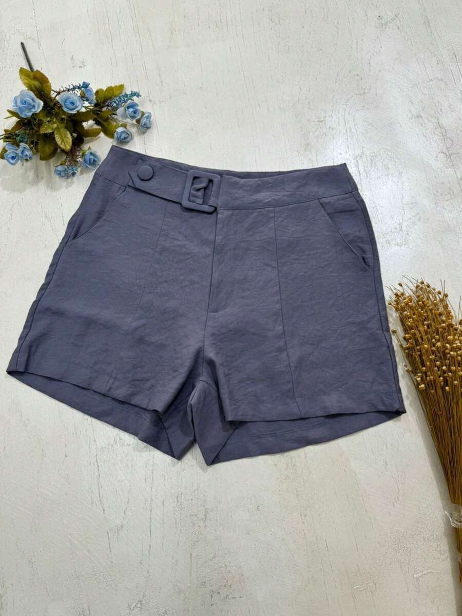 Formal Shorts, Marrant Fabric, With Buckle, Lined Button. Modern And Chic Model - Màu xám đen - Xem 1