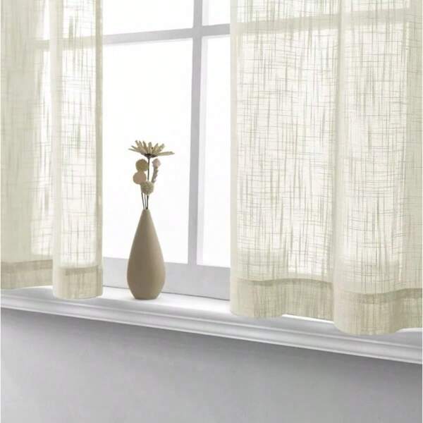 Cortina Bando Folha Única Cozinha 1,50mts x 0,40cm Linho Voil Flame Sem Ilhós