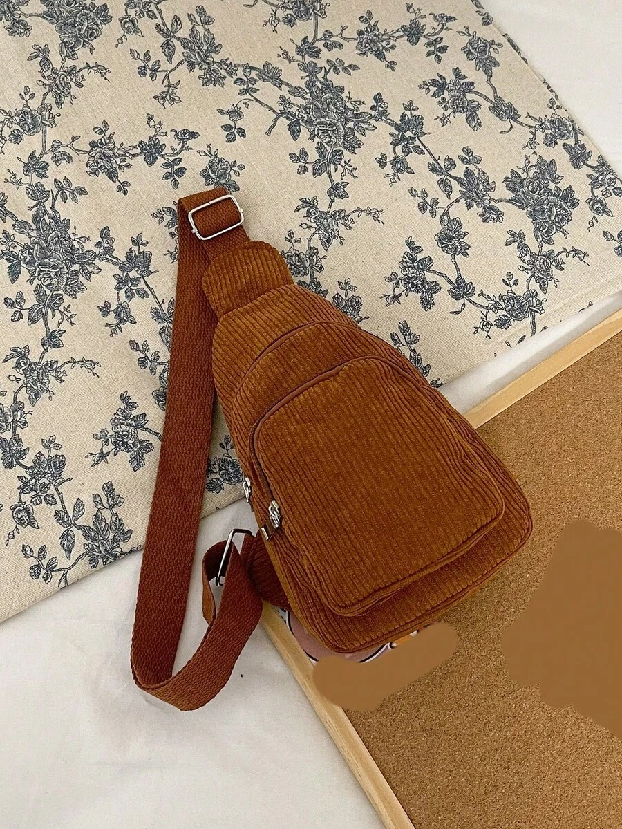 Túi đeo chéo nhung kẻ nhỏ, Túi đeo chéo màu trơn, Ví đeo ngực thời trang có nhiều khóa kéo, Túi đeo hông Preppy, Túi đeo chéo khóa kéo cổ điển dành cho nữ, Túi đeo chéo phù hợp để đi bộ đường dài, du lịch, đi bộ, đạp xe, săn bắn, kinh doanh, tập thể dục, cắm trại, bãi biển và sử dụng hàng ngày