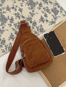 Túi đeo chéo nhung kẻ nhỏ, Túi đeo chéo màu trơn, Ví đeo ngực thời trang có nhiều khóa kéo, Túi đeo hông Preppy, Túi đeo chéo khóa kéo cổ điển dành cho nữ, Túi đeo chéo phù hợp để đi bộ đường dài, du lịch, đi bộ, đạp xe, săn bắn, kinh doanh, tập thể dục, cắm trại, bãi biển và sử dụng hàng ngày - màu nâu - Xem 6