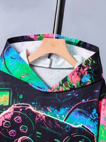 Bộ quần áo hoodie thường ngày cho bé trai, họa tiết Graffiti và trò chơi điện tử, trang phục mùa thu - Nhiều màu - Xem 2