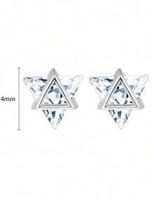 2 pezzi Orecchini a perno in argento sterling 925 con esagramma e decorazione in zirconia cubica, anello regolabile, adatto per uso quotidiano da donna