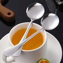 Zestaw 6 łyżek do zupy ze stali nierdzewnej do użytku domowego - pogrubione okrągłe łyżki do serwowania zup i sosów - eleganckie przybory kuchenne