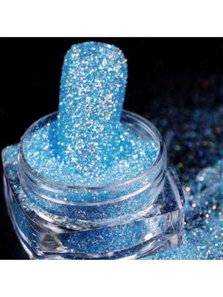1盒闪亮美甲糖粉，浅粉色3D亚克力花朵设计糖果色美甲粉 - 藍色 - 查看 1