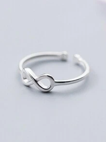 HuooNew 1 pièce Bague ouverte en argent sterling 925 simple avec symbole de l'infini, bijoux de main pour femmes pour un port quotidien