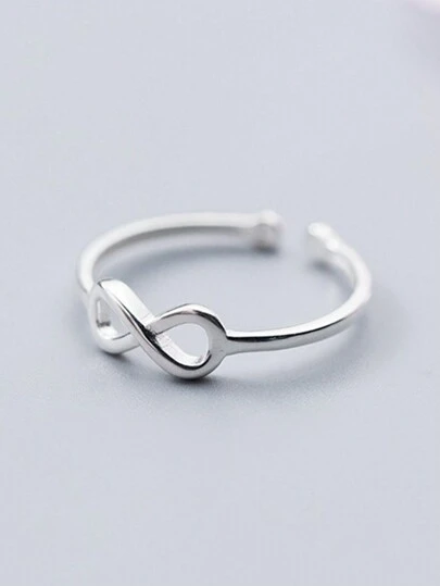 HuooNew 1pc Simple 925 Sterling Silver Infinity Symbol Open Ring Women's Daily Wear Hand Jewelry