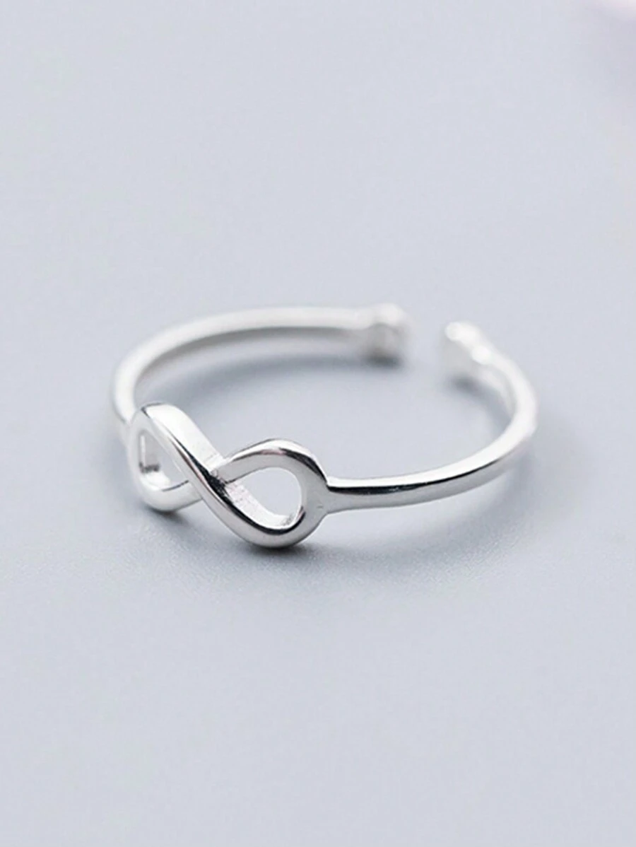 HuooNew 1 pièce Bague ouverte en argent sterling 925 simple avec symbole de l'infini, bijoux de main pour femmes pour un port quotidien