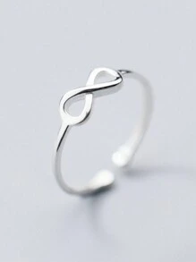 HuooNew 1 pièce Bague ouverte en argent sterling 925 simple avec symbole de l'infini, bijoux de main pour femmes pour un port quotidien