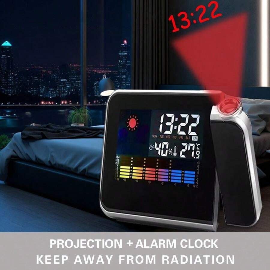 2024 Projection Alarm Clock Time Clock Home Rechargeable Battery