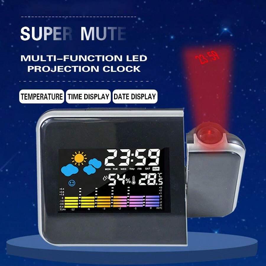 2024 Projection Alarm Clock Time Clock Home Rechargeable Battery