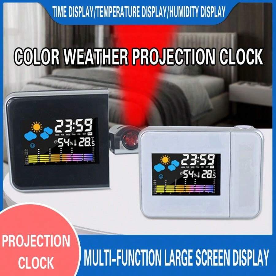 2024 Projection Alarm Clock Time Clock Home Rechargeable Battery