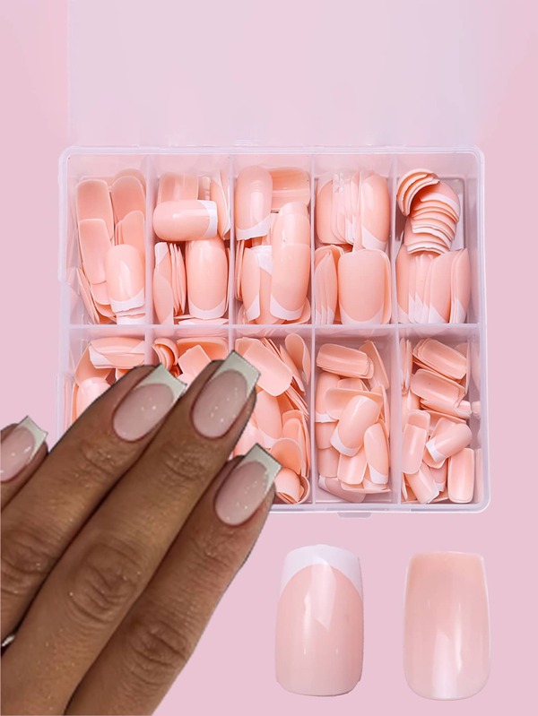120pcs Full Cover Squared White Tip French Manicure Nail Stickers