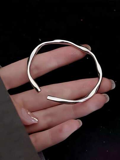 Sterling Silver Twisted Mobius Cuff Bracelet