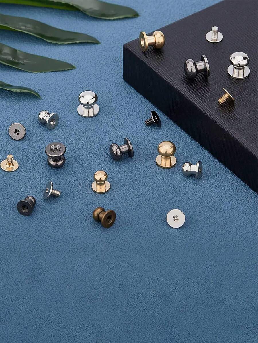 10 Sets Copper 8mm Round Head Button Phillips Screw Stud Rivet, Leather