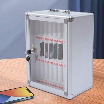 Cell Phones Storage Cabinet Clear Pocket Chart Storage Locker Box 24-Slot W/Lock
