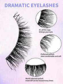 5 对 3D 立体 D 卷曲自然假睫毛 12 毫米 - 自然纖長款 - 查看 3