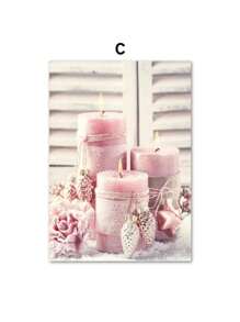 1PC Pink Christmas Winter Snow Santa Chalet Wall Art Canvas Painting Nordic Posters And Prints Wall Pictures For Bedroom Home Decor No Frame Christmas Decorations Room Decor - Multicolor - View 33