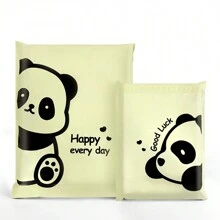10pcs Waterproof Thick Courier Bags, 12mil Plastic, English Text & Panda Print, 11mil Packaging Bags, Logistics Shipping Self-Adhesive Airplane Box Delivery Bags Back To School - Multicolor - View 6