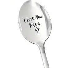 不锈钢勺子最佳爸爸老板家庭餐具父亲节礼物酷字母坚固的冰淇淋勺返校 - 銀色 - 查看 3