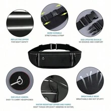 专业跑步腰包运动腰带包手机包男士女士隐形包健身房运动包跑步包 - 黑色 - 查看 6