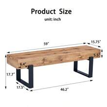 59" Dining Bench, Farmhouse Indoor Kitchen Table Benches, Bed Bench, Industrial Shoe Bench, Entryway Benches - 天然木洗+中密度纖維板+金屬+中密度纖維板如圖 - 查看 3