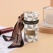 1pc Portable Coin Pouch & Car Keychain, Mini Fashionable Key Ring Casual Car Accessories Bag Charm School Letter