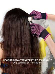 WANMEI 2pcs Heat Resistant Hair Styling Gloves, Anti-Slip Heat Protect Gloves, High Temperature Resistant Curling Iron Gloves, Non-Slip Heat Resistant Gloves For Hair Styling, Salon Home Hair Care Heat Protection Gloves - Multicolor - View 3