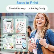 Memoking Sticker Printer - Print Sticker Maker Machine Portable Printer Phone Receipt Printers For Flashcards, Journal, Notes - A8C-bear Printer - View 4
