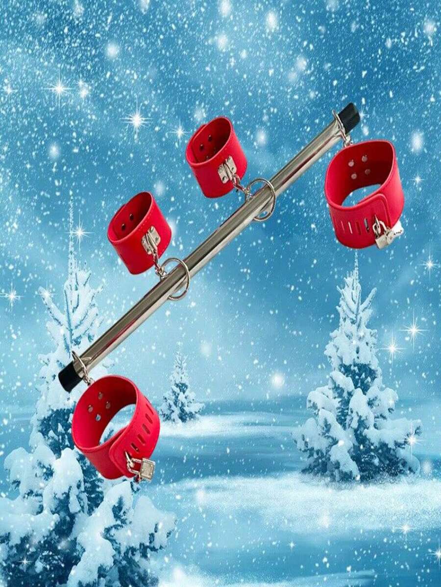 Adult Binding Restraint Leg Splitter Stainless Steel Rod Leather Strap