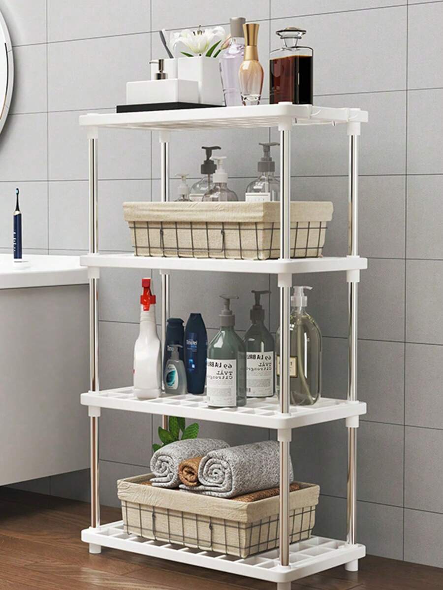 1 kệ đứng độc lập bằng kim loại và nhựa màu trắng 2/3/4 tầng, giá để đồ phòng tắm, kệ lưu trữ cho gia đình, nhà để xe, tầng hầm, nhà kho, phòng giặt ủi - Nhiều màu - Xem 1