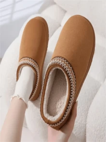 Dép đi trong nhà thoải mái màu trơn Unisex - Đế giày bằng mút hoạt tính, lớp lót vải ấm, thân trên khâu, đế TPR chống trượt, phù hợp với mọi mùa Giày đi trong nhà - Cà phê nâu - Xem 5