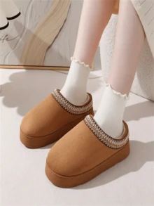 Dép đi trong nhà thoải mái màu trơn Unisex - Đế giày bằng mút hoạt tính, lớp lót vải ấm, thân trên khâu, đế TPR chống trượt, phù hợp với mọi mùa Giày đi trong nhà - Cà phê nâu - Xem 2