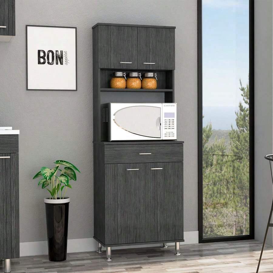 DEPOT Helis 60 Pantry Double Door One Drawer, Four Legs