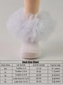 1 Pair Baby Girls Ruched Princess Socks, Fluffy Big Pleats Design