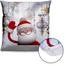 MERRY CHRISTMAS SANTA CLAUS AND SNOWMAN DECORATIVE CUSHION COVERS WITH ZIPPER 40X40CM MD. 10238 - 4 chiếc. Một mặt 40x40cm - Xem 6