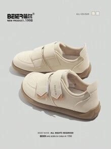 2pcs Women's Low-Top Casual Sports Shoes, Breathable, Hook-And-Loop, Outdoor Leisure Athletic Sneakers - Khaki - View 3