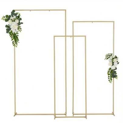 Metallic Arch Frame Backdrop Stand, Gold Color Wedding Arch Holder, Square & Rectangular Shape For Birthday Party Ceremony Outdoor Indoor Celebration Decor