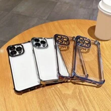 1 件豪华电镀透明手机壳适用于 iPhone 16 15 14 13 12 11 Pro Max Plus 保险杠防震透明保护套 2 合 1 件 TPU 手机壳 - 黑色 - 查看 6