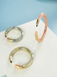 3pcs Unique Creative Enamel Colored Pencil Shaped Open Ring Set For Women, Suitable For Daily Wear, Gift For Classmates, Friends