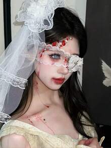 1 件哥特式/朋克心形蕾丝眼罩，适合日常使用、节日穿着、万圣节 - 彩色 - 查看 5