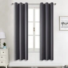 1 件或 2 件可选,顶部孔眼窗帘布,优质面料三重编织遮光隔热窗帘,适用于卧室、客厅、餐厅、厨房橱柜窗帘,深灰色 - 深灰色 - 查看 30